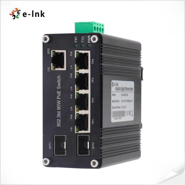 PoE Switch 4 Port 10/100/1000T 802.3bt 90W + 1-Port Gigabit RJ45 + 2-Port 100/1000X SFP