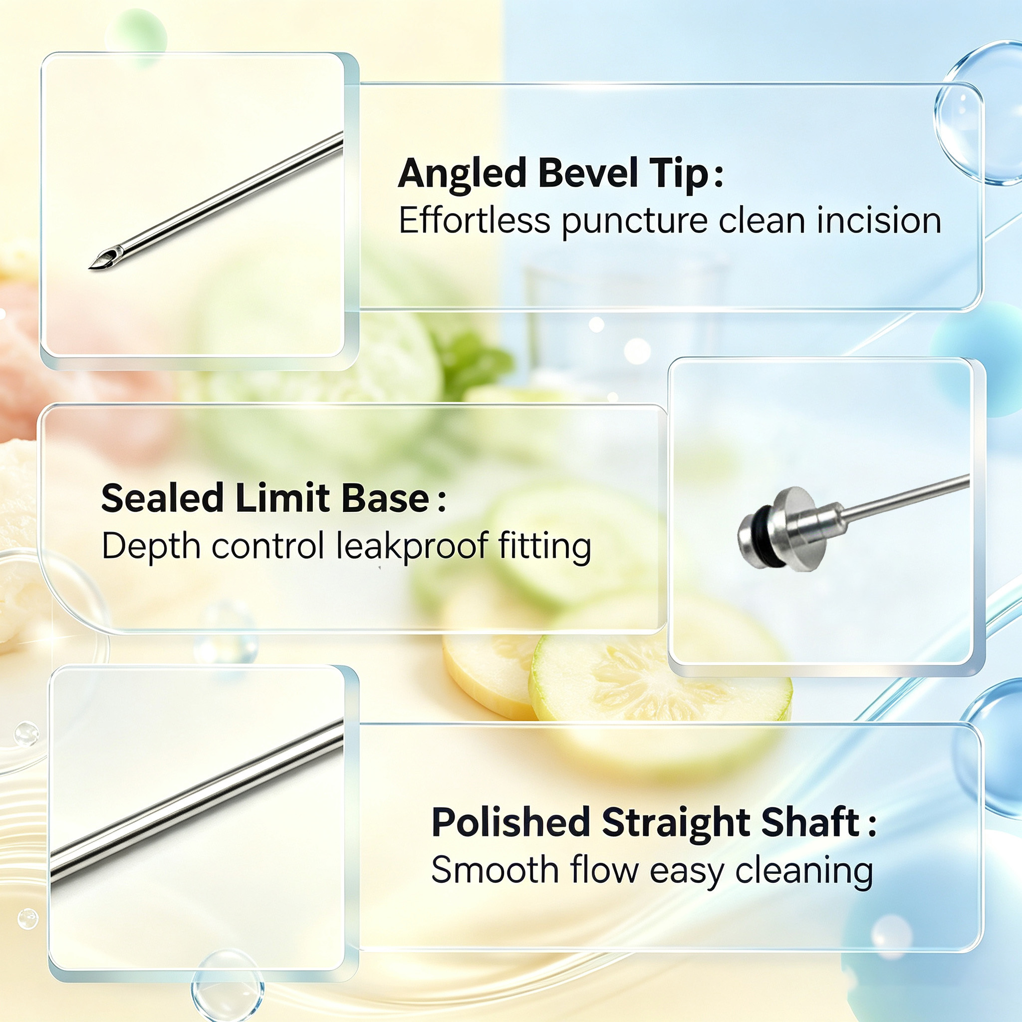 Customized Food Piercing Needle with Angled Hooked Tip