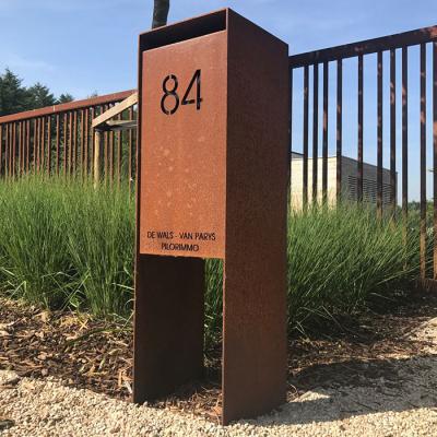 Metal Letter Box Corten Steel Garden Sculpture Eye Catching For Outdoor Spaces