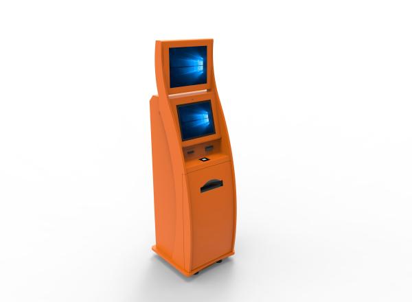床に立つ現金配送機 決済キオスク 自動機