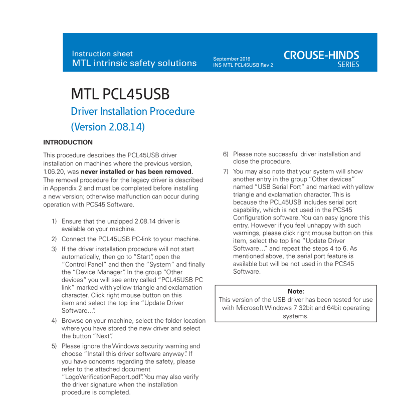 MTL PCL45USB PCS45 Configurator For Temperature Converters and Pulse Isolator Modules