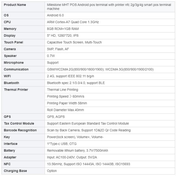 Barway Android System Scanner Touch Screen Handheld Pos Terminal Machine with Printer