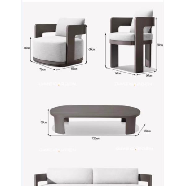 Conjunto de sofá de alumínio resistente à ferrugem de estilo nórdico de alta qualidade para móveis de villa ao ar livre