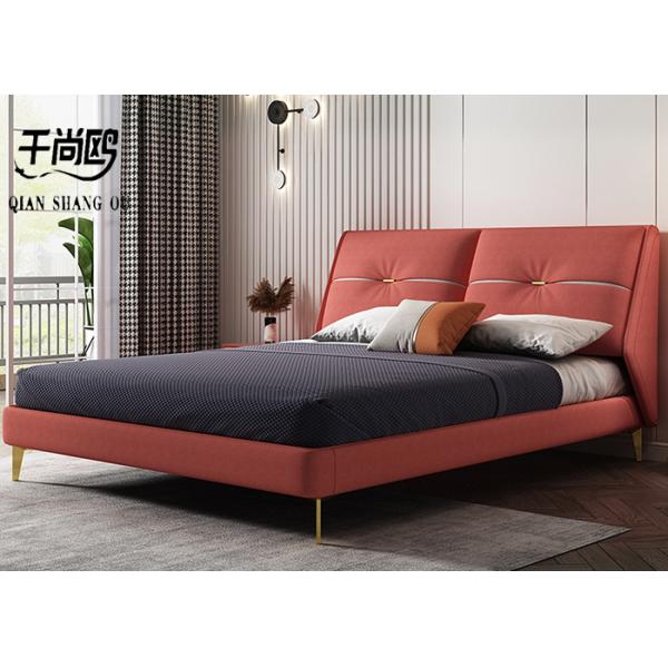 Double Oversized Upholstered Bed , Cushioned Platform Bed With Pillows