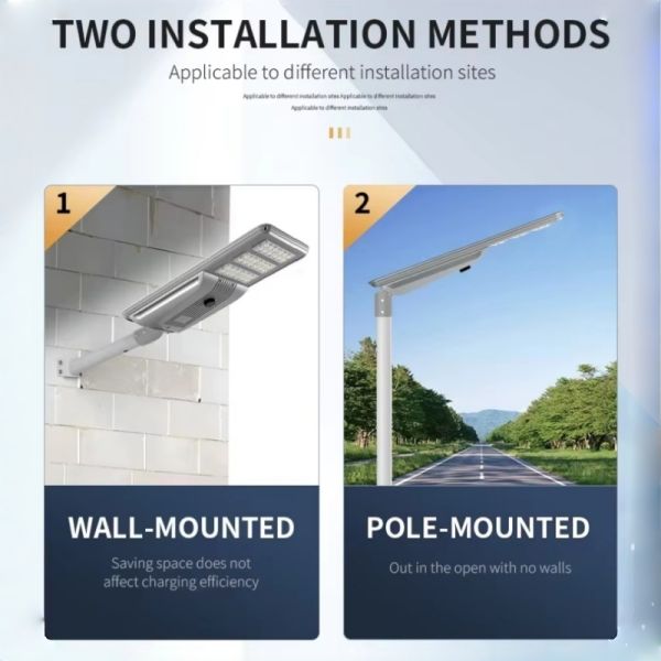 Solar Street Light with Adjustable Panel Bright LED for Park Lighting