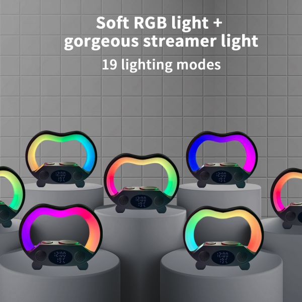 Multifunction ABS Smart Bluetooth Speaker With Wireless Charger Speaker Color Light