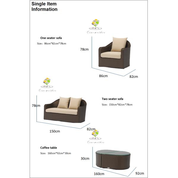 Conjunto de jardín de diseño moderno Muebles de vidrio de ratan de aluminio para vida al aire libre moderna