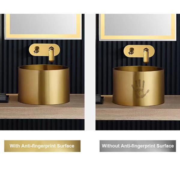 Stainless Steel 304 Stainless Vessel Sinks , Gold Bathroom Sink Bowl For Cabinet Lavatory