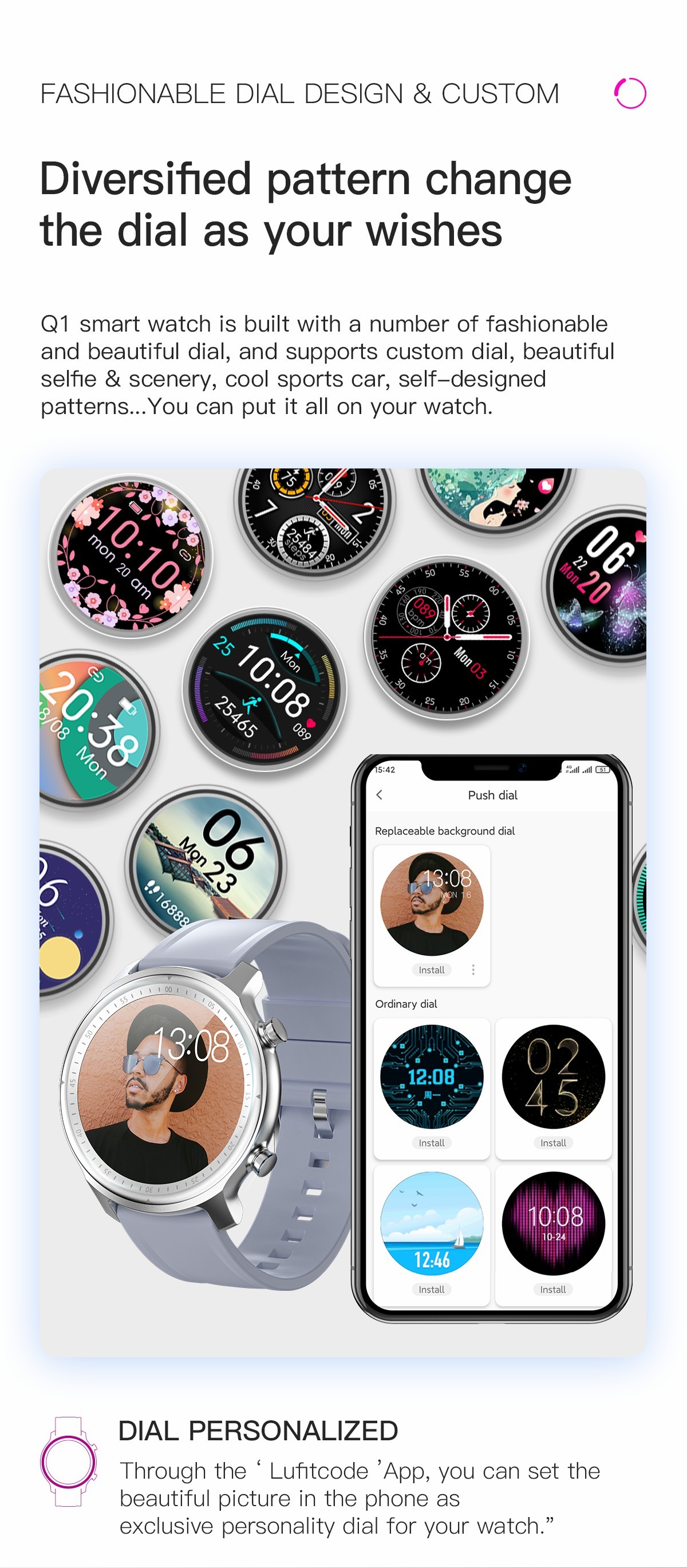 Wristband тарифа сердца Smartwatches 5V 500MA стороны круга IOS андроида для людей