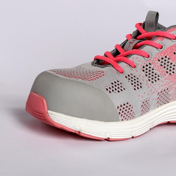 Кожаная сетка Стальная пальчиковая подсказка Розовая устойчивая к маслу Женская обувь безопасности