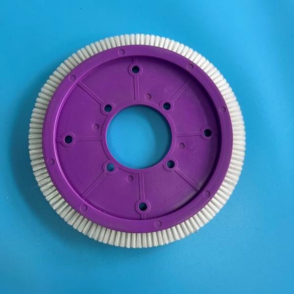 8 Holes Brush Wheel Stenter Machine Parts with Purple Plastic Body White Nylon Hair
