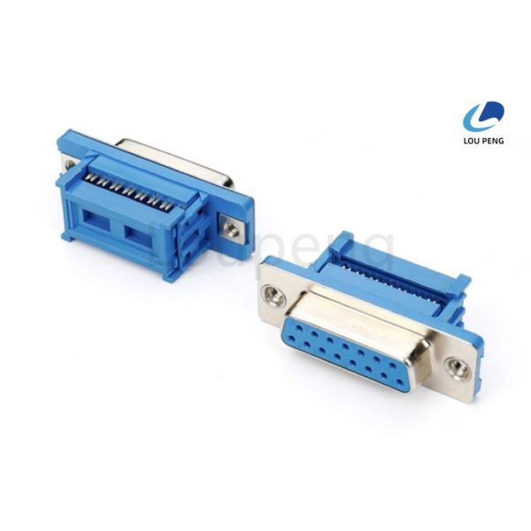 15pin D-SUB Connector DIDC female blue glue, two-piece riveting, inner buckle with teeth