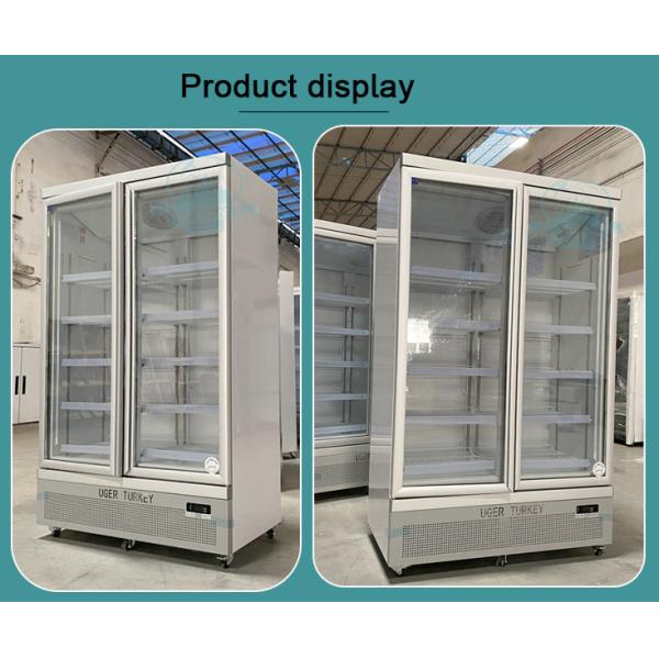 Supermarket Frozen Meat Upright Display Freezer Glass Door Freezer