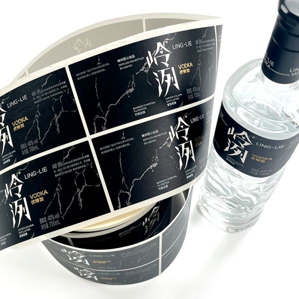 Wine Whisky Vodka Gin Roll Stickers Elegant Luxury Factory Supply Quick Production Gold Foil Debossing Custom Order