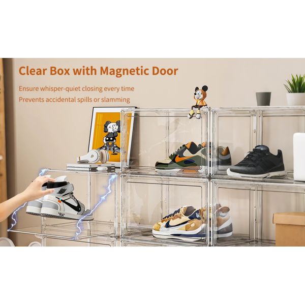 Clear Acrylic Display Case With Magnetic Lid-Dustproof Plastic Book Storage Box,Clear Box,Purse Storage Organizer,Action Figure Display Case,Acrylic Sneaker Shoe Box