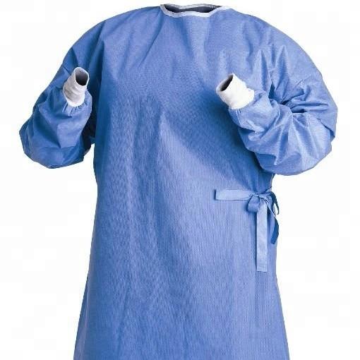 Fluid Resistant Disposable Protective Isolation Gown Non Woven With Elastic Cuff