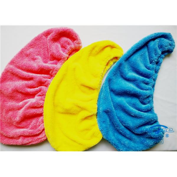 Customized Microfiber Plush Fleece Hair-Drying Wrap Towel , Hair Care Cap