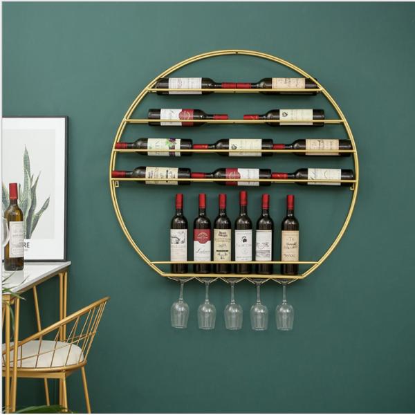 Household Wall Mounted 80cm Diameter Metal Wine Rack