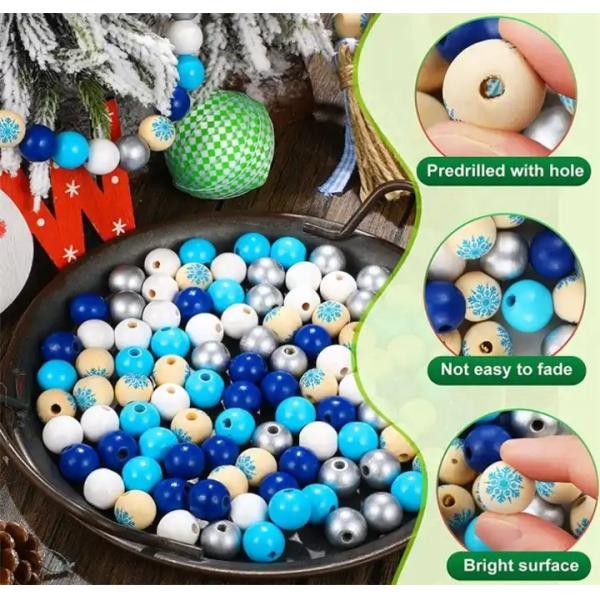 Guirlandes décoratives en perles de bois faites à la main pour la décoration intérieure