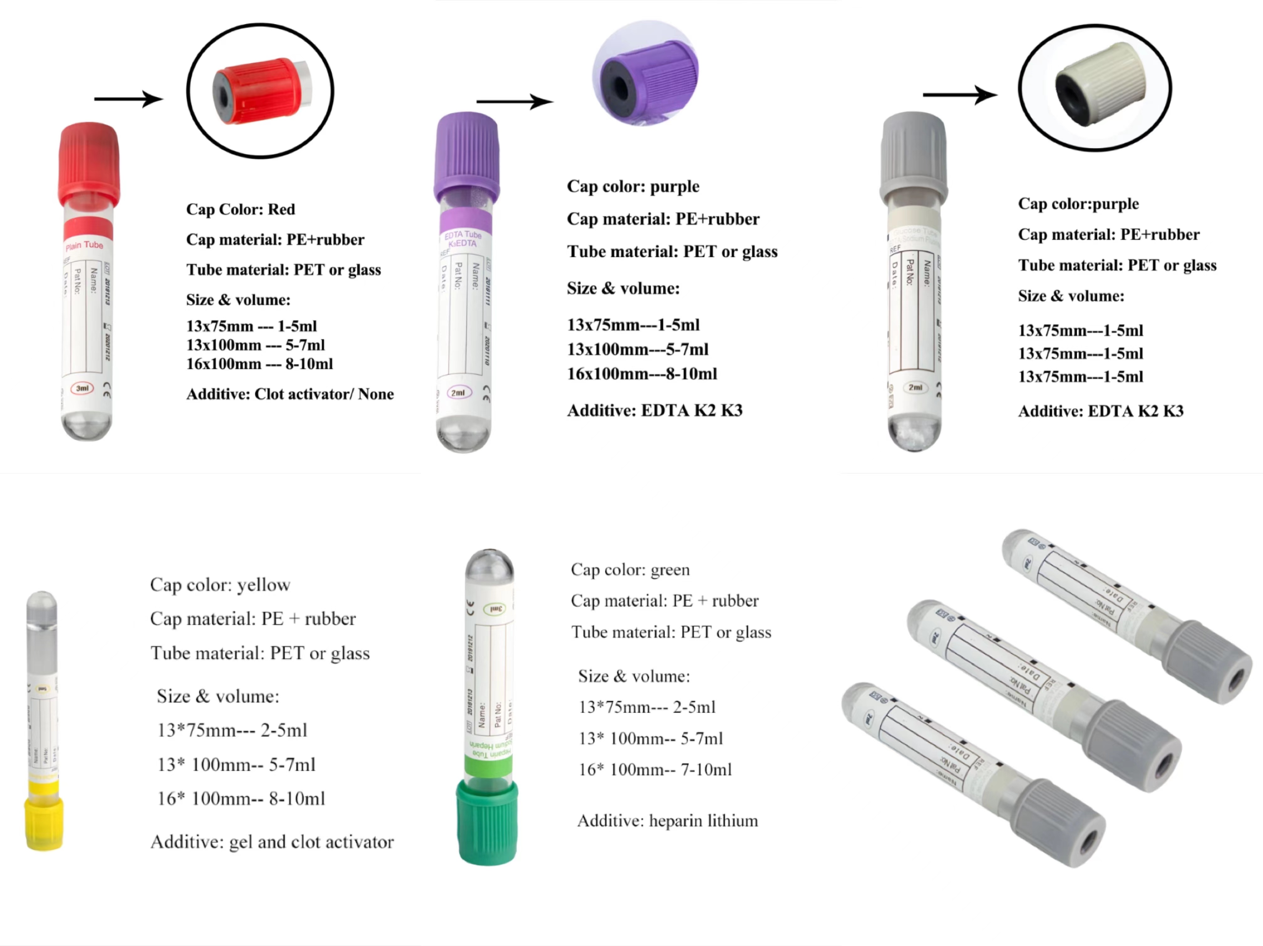 CE Certification Blood Collection Pt Vacuum Lithium Heparin Tube Microtainer
