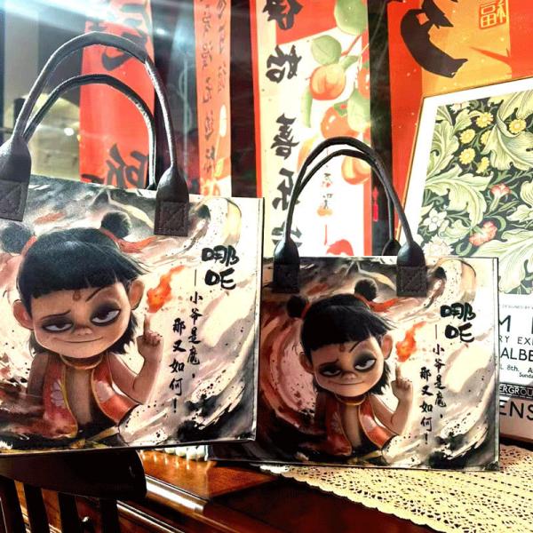 Nezha Ao Bing Demon Child Felt Handbag Student Handbag Large Capacity Tote Bag Gift Bag Custom Wholesale Tote Bag with Handles Duty Tote Shopping Felt Bags