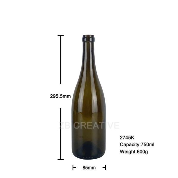 Prestige Glass Burgundy Wine Bottle 750ml Cork Top For Reserve Wine 600g 2745K