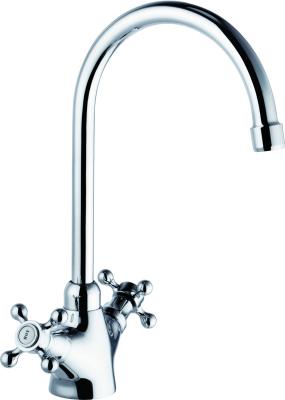 Chrome Kitchen Faucet Mixer Tap Double Handle Contemporary Style