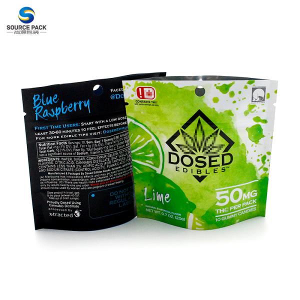 Custom Printed CBD Gummies Packaging Mylar Bags Food Edible Foil Standing Pouch