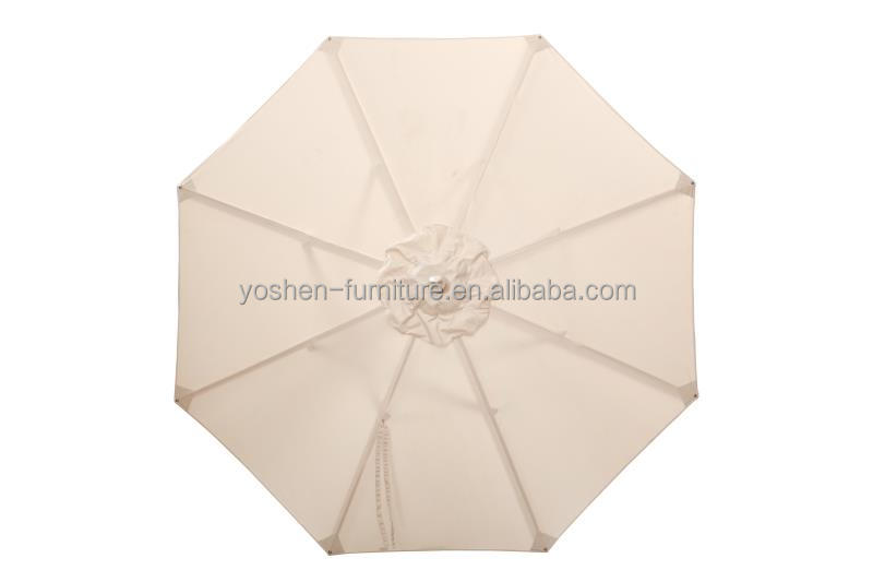 All Weather 10 Feet Outdoor Beach Round Canvas Wooden Parasol Hotel Resort Picnic Teak Pole Umbrella Sun Shade