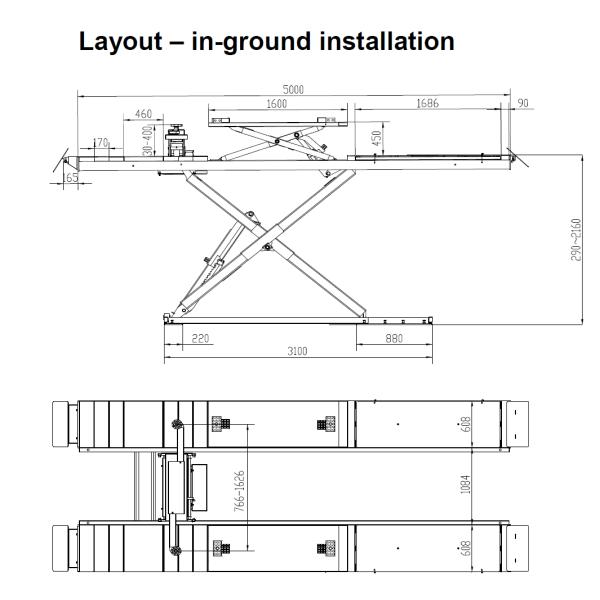 AA4C 5.0T 4.8M elevador de tijeras de alineación de pista con toma de rodadura AA-ALSL8250AL