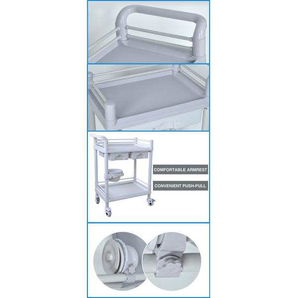 Double Drawers ABS Plastic Movable Nursing Treatment Medical Trolley Cart
