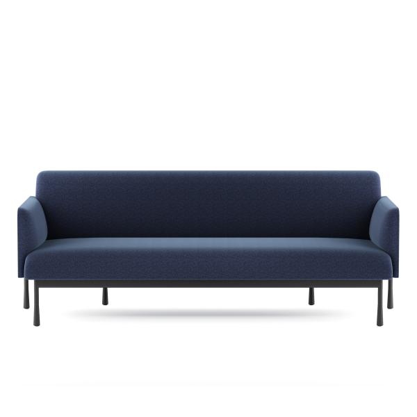 Soft Fabric Modern Office Sofa Three Seater Couch RAL Color With Sturdy Metal Legs