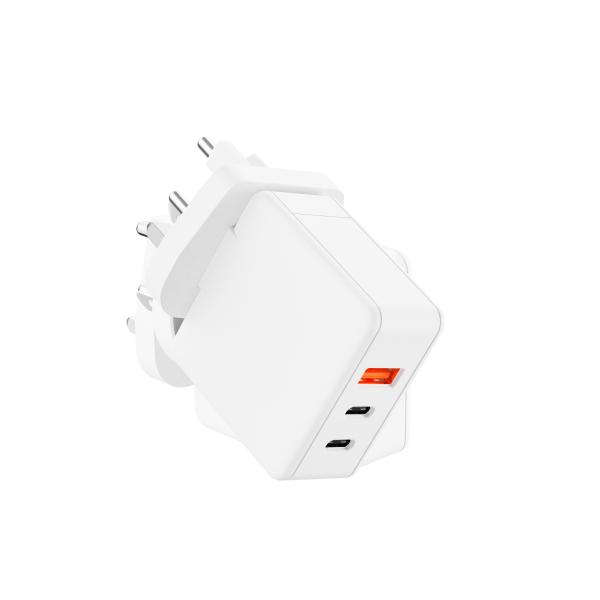 65W GaN Fast Charger 3 Ports Foldable Wall Charger for HP Spectre, MacBook