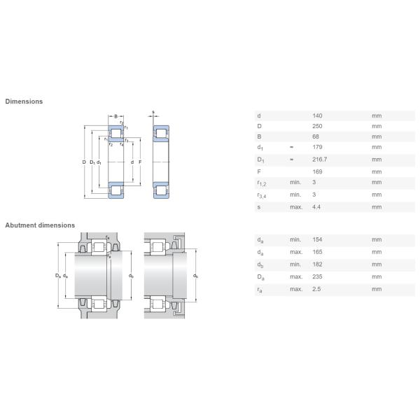 Construction Machinery Radial Cylindrical Roller Bearings NJ2228ECML 140 x 250 x 68 mm