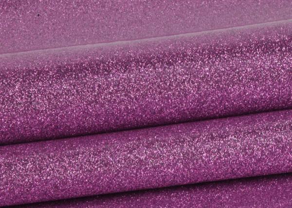 Purple Wedding Card Chunky Glitter Fabric , Shining Surface Fine Glitter Fabric