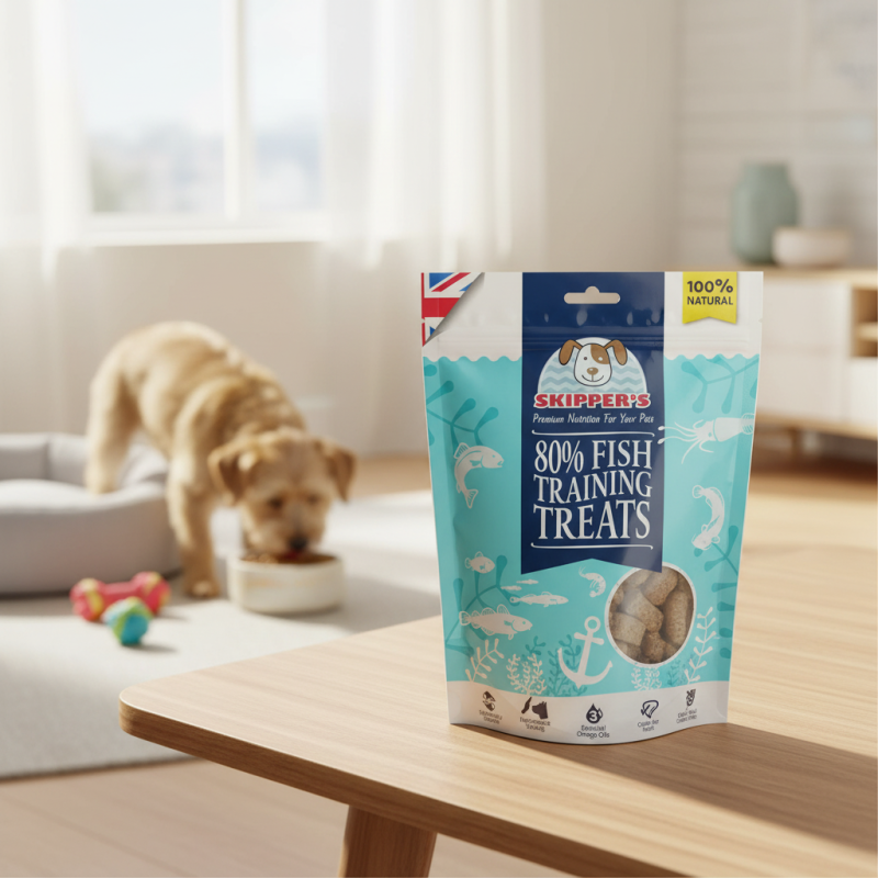Custom Printed Food Grade PE Stand up Resealable Pouches Moisture Proof Hang Hole Digital Printing for Natural Fish Dog Treats