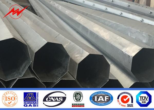 Hot Dip Galvanized Steel Pole Utility Power Electric Transmission Poles With Accessories