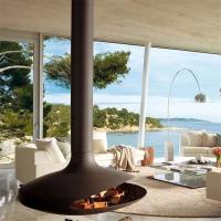 cheminée cheminée à charbon moderne poêle suspendue bois poêle à bois en acier pour les hôtels suspendu suspendu intérieur