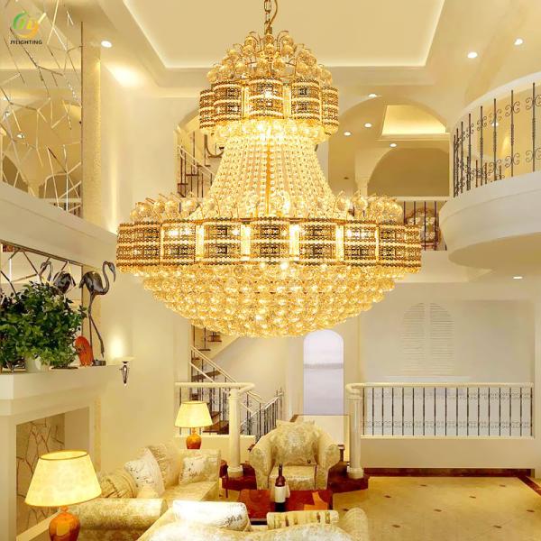 JYLIGHTING Villa Staircase Crystal Lamp Gold Living Room Lamp Atmosphere Creative Chandelier Restaurant Lobby Hotel Crystal Pendant Light