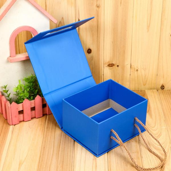 Flap Closure Rigid Gift Packaging Box Book Shaped With Handle Clothing Shoes