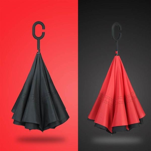 Minimalist Design Customized Logo Innovative Inverted Double Layer Umbrella Windproof