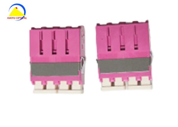 LC UPC MM OM4 Quad Fiber Optic Adapter Zirconia Sleeve With Internal Shutter