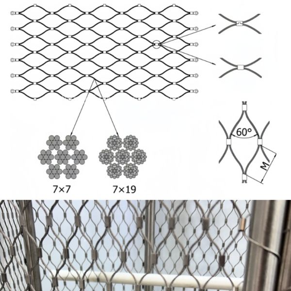 Plant Climbing Stainless Steel Rope Mesh Net  For Chinese Roses And Rambler Roses