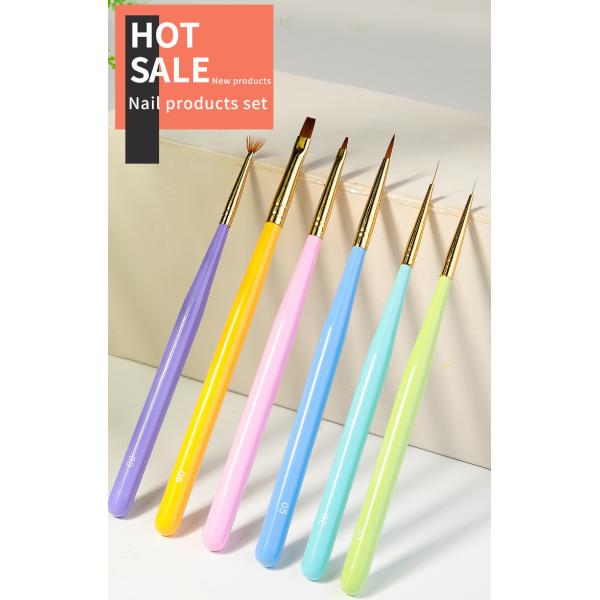 Synthetic Nylon Hair Gel Nail Art Brush 6pcs Nail Art Drawing Pen