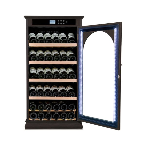 Dark Wood Wine Cooler Cabinet with Smart Touch Control and 36 Bottle Capacity