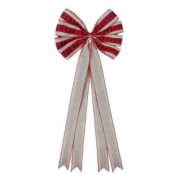 Decorações de arco de Natal de poliéster/jute Arcos de borracha de placas vermelho preto Arcos de fita de estilo Arco de fita