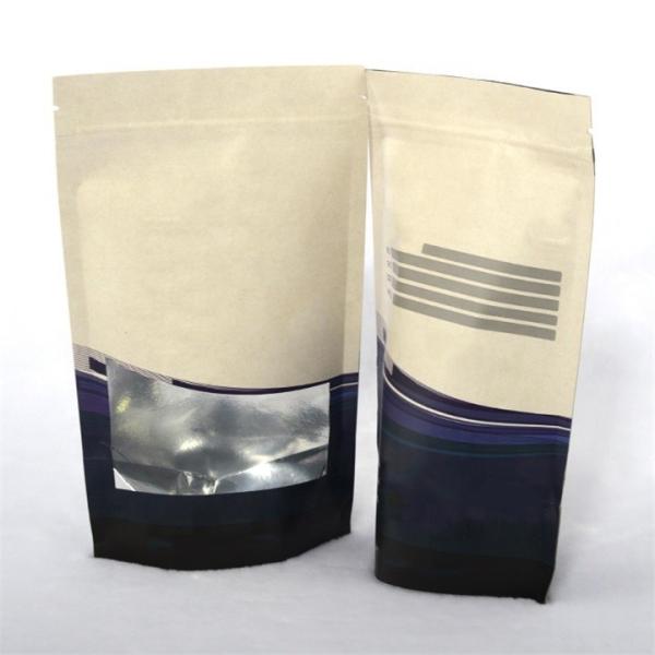 OEM Printed Biodegradable Coffee Bags Resealable Kraft Paper Bags With Window