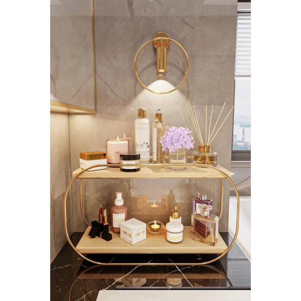 Bathroom Shelf Wooden Vanity Tray Countertop Organizer for Makeup Perfume Storage
