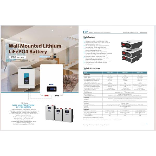 Monture murale 25,6V 48V 100 - 300AH batterie au lithium en fer