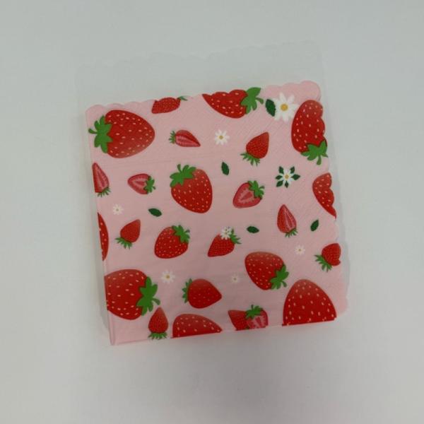 20pcs Strawberry Personalized Tissue Paper Soft And Absorbent Two Layer Napkins